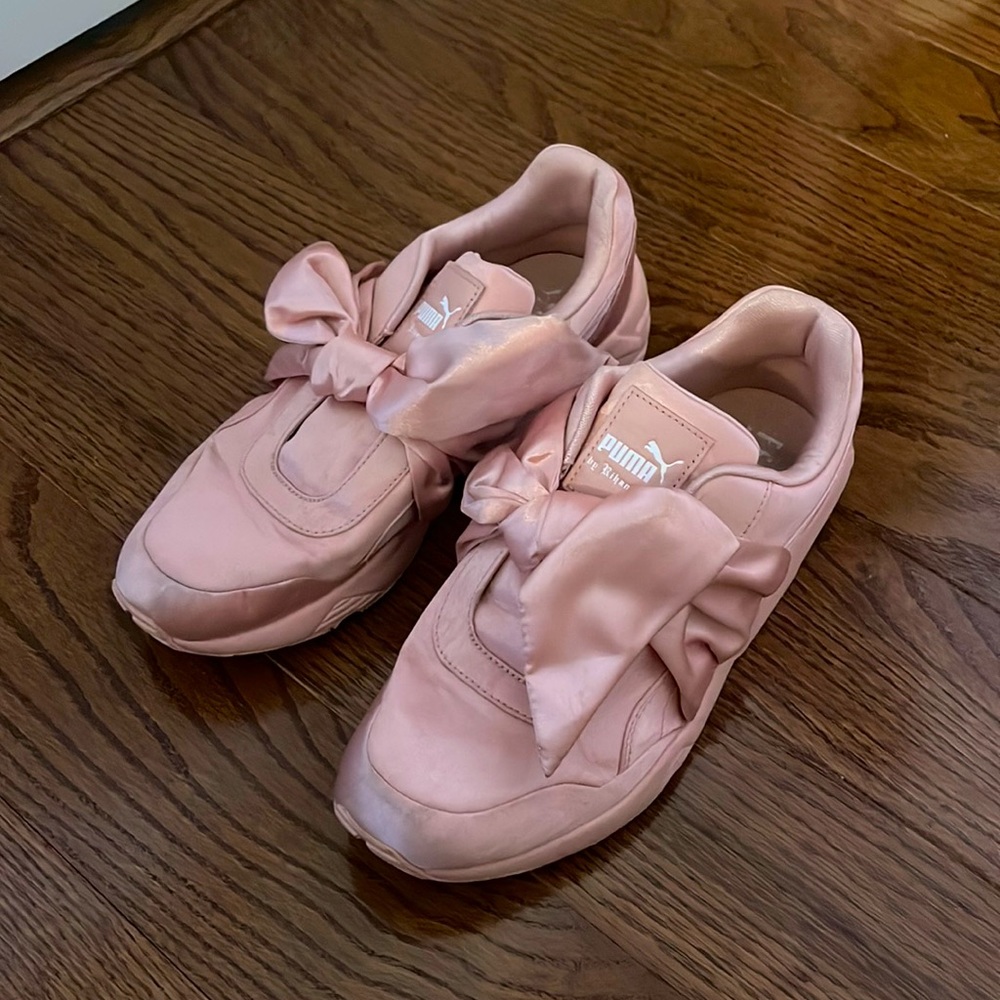 Puma X Rihanna Fenty baby pink satin sneaker